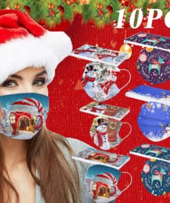 Christmas Mask Disposable Face Mask Adult 10pc Halloween Anime Mask For Face Women’s Printed Masks Fabric Cover Mascara Facial color: A|B|C|D  Face Masks For Adults New Arrivals Protection Against COVID-19 Face Masks