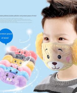 Children Reusable Protective cartoon Printing Mouth Mask Anti Dust Face Mask Windproof Keep Warm Earmuffs Mouth-muffle Mask color: grey|Khaki|Pink|Purple|Red|Blue  New Arrivals Protection Against COVID-19 Safest Face Masks For Kids Best Back to School Face Masks For Kids