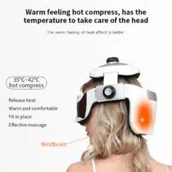 Electric Heating Head Massage Helmet Automatic Air Pressure Vibration Neck Massager Music Eye Massage Health Care color: White  New Arrivals Uncategorized Best Sellers