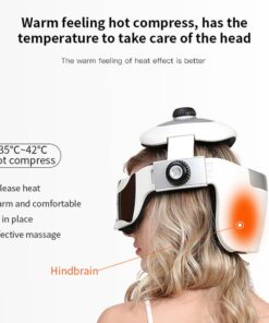 Electric Heating Head Massage Helmet Automatic Air Pressure Vibration Neck Massager Music Eye Massage Health Care color: White  New Arrivals Uncategorized Best Sellers