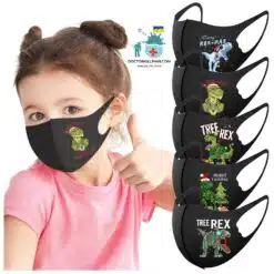 Christmas Dinosaur Face Mask For Kids color: A|B|C|D|E  New Arrivals Protection Against COVID-19 Face Masks & Face Shields Face Masks Safest Face Masks For Kids Best Back to School Face Masks For Kids Best Sellers