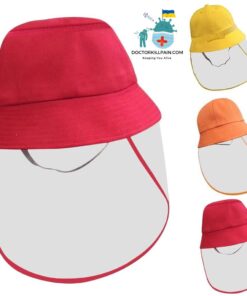Fisherman Hat with Face Shield For Kids color: Orange|Red|Yellow  New Arrivals Protection Against COVID-19 Face Masks & Face Shields Face Shields Face Shields For Kids Best Sellers