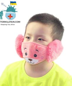 Fluffy Bear Face Mask With Earmuffs For Kids color: grey|Khaki|Pink|Purple|Red|Blue  New Arrivals Protection Against COVID-19 Face Masks & Face Shields Face Masks Safest Face Masks For Kids Best Back to School Face Masks For Kids Best Sellers